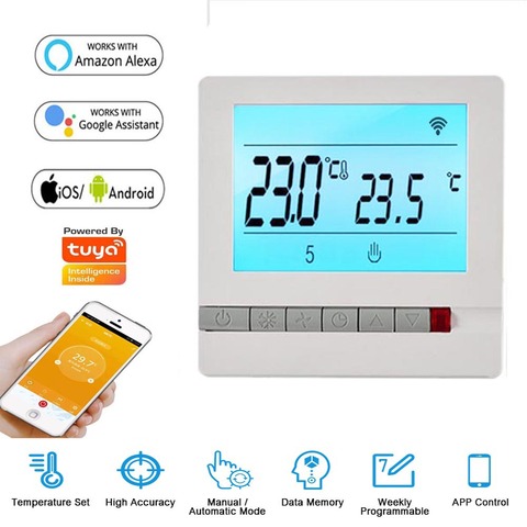 Tuya умный дом умный комнатный Wifi термостат пульт дистанционного управления Контроль температуры Лер поддерживает Alexa, Google Home 95 ~ 240 В переменного тока ► Фото 1/6