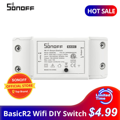 SONOFF Outlets BasicR2 Wifi выключатель переключатель Smat беспроводной пульт дистанционного управления DIY Wifi светильник переключатель умный дом работает с Alexa ► Фото 1/6