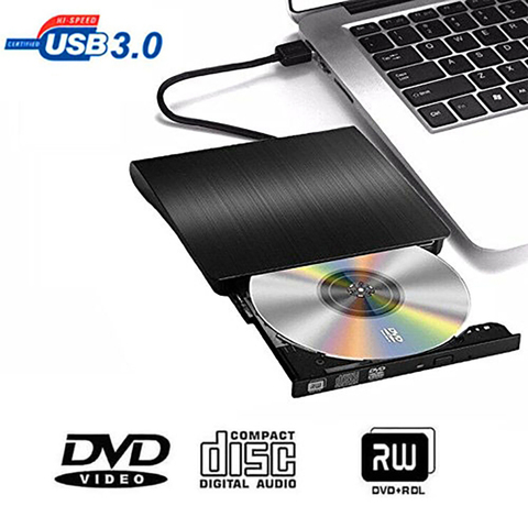 USB 3,0 Внешний Оптический привод, тонкий CD ROM дисковый ридер DVD RW ГОРЕЛКА CD запись для настольного компьютера, ноутбука, планшета, DVD-плеера ► Фото 1/6