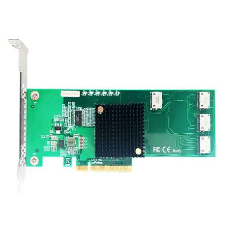 Ceacent NVMe контроллер SSD Riser 12Gbs ANOL4PE08 Oculink разъем четырехпортовый PCIe X8 Oculink к sff8639 ► Фото 1/5