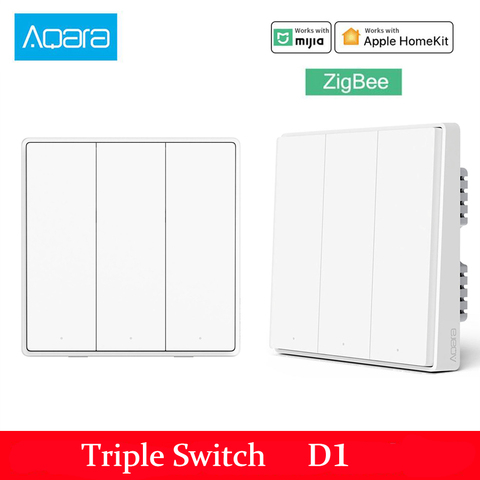 Умный настенный выключатель Xiaomi Aqara D1 Zigbee, Беспроводной Выключатель с дистанционным управлением, нулевой линией, без нейтрального пожарног... ► Фото 1/6