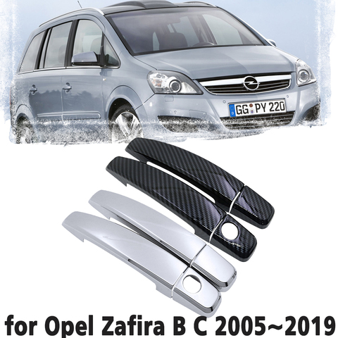 Черная ручка из углеродного волокна или хромированная накладка на боковую дверь набор для Opel Zafira B C 2005 ~ 2022 автомобильные аксессуары наклейки 2006 2007 ► Фото 1/6