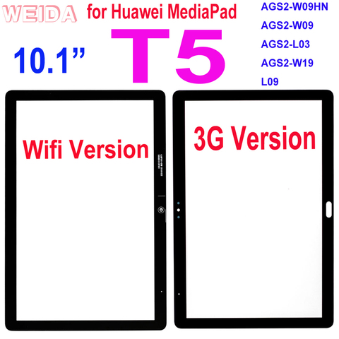 Тачскрин 10,1 дюйма для Huawei MediaPad T5 L09, сенсорный экран, переднее стекло, внешнее стекло, панель объектива, сменный экран, AGS2-W09 ► Фото 1/6