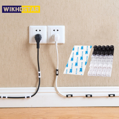 WIKHOSTAR кабельный зажим для намотки кабель зажимы органайзера кабель Управление клей Зарядное устройство застежка стол Wire органайзер для USB стеллаж для хранения ► Фото 1/6
