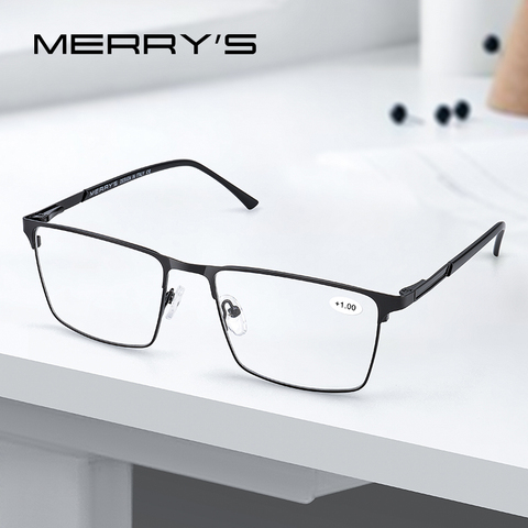 Очки для чтения MERRYS, мужские очки для чтения с защитой от блокисветильник Ки, CR-39 смолы, асферические стекла линз, 1,00 + 1,50 + 2,00 , 2,50, S2057FLH ► Фото 1/6
