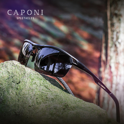 Мужские солнцезащитные очки CAPONI, спортивные очки Polaroid с алюминиевой оправой, очки для рыбалки с защитой от ультрафиолета, очки для вождения автомобиля, мужские очки BS8550 ► Фото 1/6