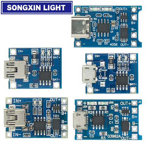1 шт. type-c/Micro USB 5 В 1A 18650 TP4056 модуль зарядного устройства литиевой батареи зарядная плата с защитой двойной функции 1A li-ion ► Фото 1/6