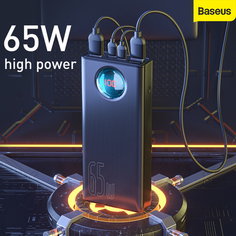 Baseus 65 Вт внешний аккумулятор 30000 мАч QC3.0 Быстрая зарядка типа C Быстрая зарядка портативный внешний аккумулятор для Samsung для Huawei ► Фото 1/6