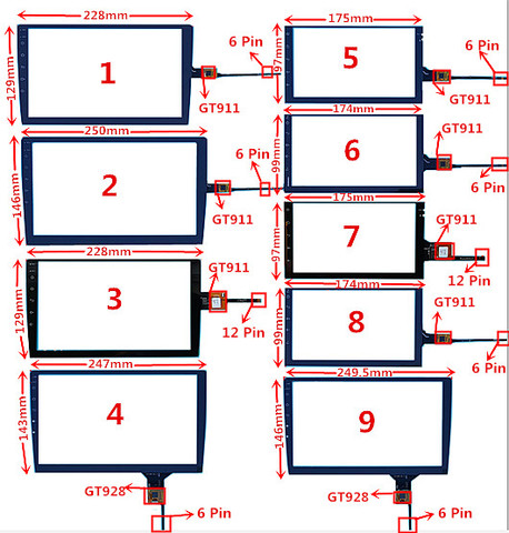 7/9/10.1/10.2 дюйма GT911 GT928 Емкостный Универсальный дигитайзер для автомобильного DVD GPS навигатора мультимедиа Сенсорный экран панель Стекло ► Фото 1/2