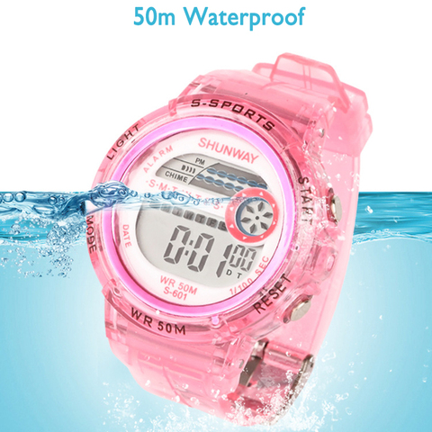 UTHAI CE28 детские спортивные цифровые часы, 50 м водонепроницаемые часы для плавания для девочек и мальчиков, желейные светодиодные светящиеся электронные часы для детей 2022 ► Фото 1/6
