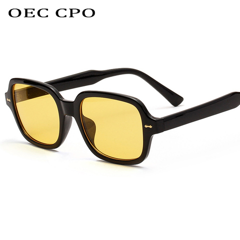 Мужские и женские квадратные очки OEC CPO, желтые солнцезащитные очки в маленькой оправе, женские ретро-очки с заклепками, UV400, O403 ► Фото 1/6