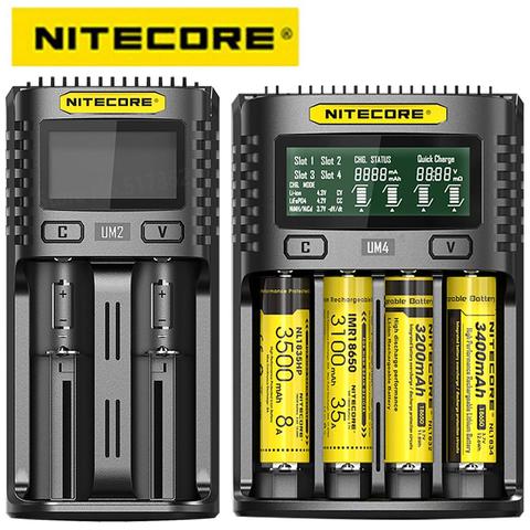 100% оригинальное зарядное устройство Nitecore UM4 UM2 USB QC, интеллектуальная электронная схема, глобальная страховка, li-ion AA AAA 18650 21700 26650 ► Фото 1/5