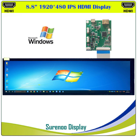 ЖК-модуль 8,8 дюйма 1920*480 4:1 HDMI IPS, монитор, панель экрана дисплея LCM Hannstar HSD088IPW1 MIPI в Mini HDMI для Windows ► Фото 1/5