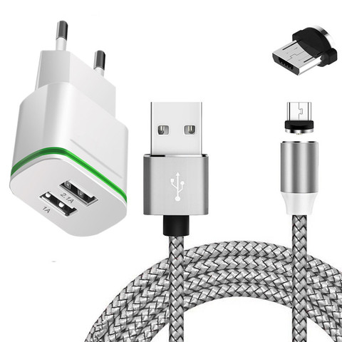 Магнитный зарядный кабель Micro USB со светодиодной подсветкой для Samsung M01 J4 HTC One M7 LG K50 ZTE Blade A5 Nokia Android phone, настенное usb зарядное устройство ► Фото 1/6