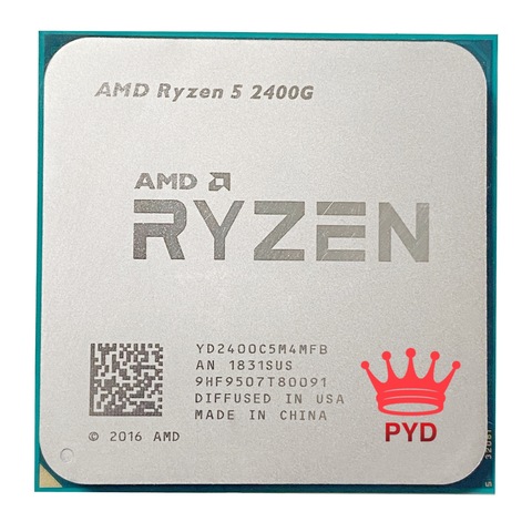 AMD Ryzen 5 2400G R5 2400G 3,6 ГГц четырехъядерный четырехпоточный процессор 65 Вт YD2400C5M4MFB разъем AM4 ► Фото 1/2