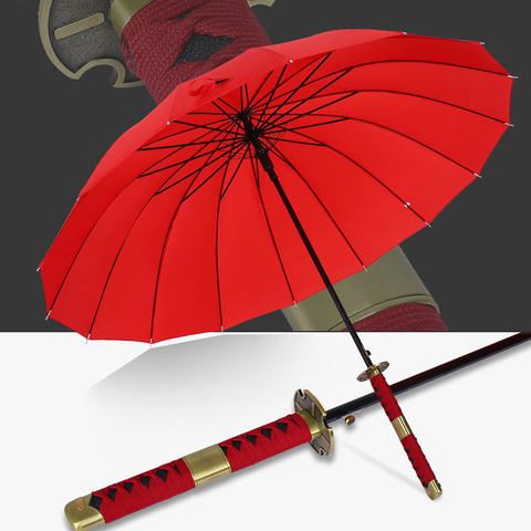 Оригинальный японский зонт в стиле ниндзя, зонтик самурайского меча, мужские большие зонты, дождевой зонт для женщин и мужчин, Ветрозащитны... ► Фото 1/6