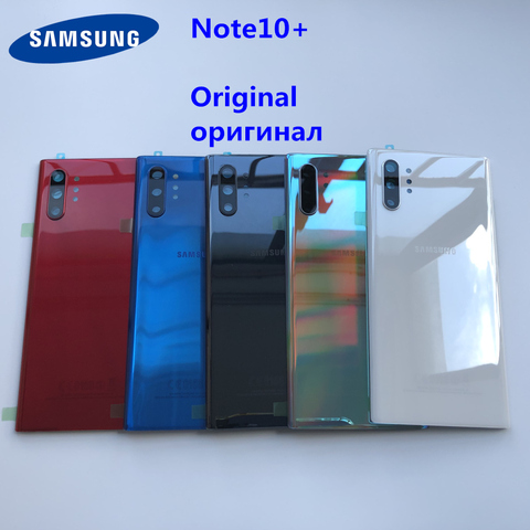 Задняя крышка аккумуляторного отсека для SAMSUNG Note 10 +, Оригинальный стеклянный чехол для Samsung Galaxy Note 10 plus N975, N950F, задняя крышка, стекло ► Фото 1/6