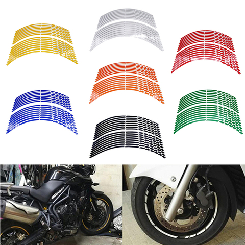Полоски для мотоцикла, светоотражающие наклейки на колесные шины, 17/18/19/16 шт., для Yamaha, Suzuki, Honda ► Фото 1/6