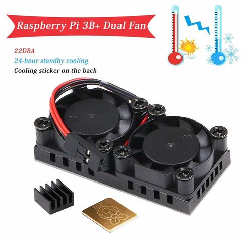 Raspberry Pi 4 Model B двойной вентилятор с радиатором, окончательные двойные вентиляторы охлаждения, кулер опционально для Raspberry Pi 3/3B +/4B ► Фото 1/6