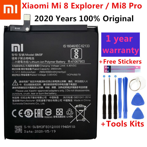 Оригинальный аккумулятор Xiao mi 100% BM3F 3000 мАч для Xiaomi 8 Mi 8 Explorer/Mi8 Pro BM3F сменные батареи для телефона + Инструменты ► Фото 1/5