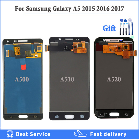 Яркость можно настраивать ЖК-дисплей для Samsung Galaxy A5 2017 2016 2017 A520 A500 A510 ЖК-дисплей с сенсорным экраном дигитайзер сборка + Инструменты ► Фото 1/6