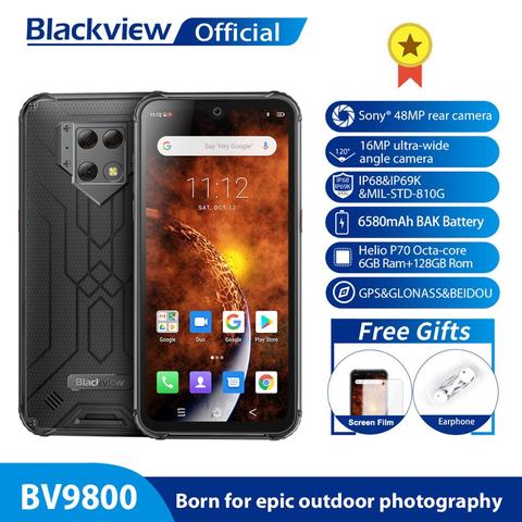 Смартфон Blackview BV9800, Helio P70, Android 9,0, 6 ГБ + 128 Гб, задняя камера 48 МП, водозащита IP68, 6580 мАч, 6,3 дюйма, FHD ► Фото 1/6