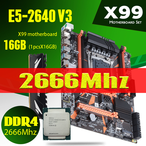 x99 комплект Комплект материнской платы Atermiter X99 PC4 DDR4 D4 с процессором Xeon E5 2640 V3 LGA2011-3 1 шт.X 16 ГБ = 16 ГБ 2666 МГц оперативная память DDR4 REG ECC RECC память 2011 v3 материнская плата ноутбук план ► Фото 1/6