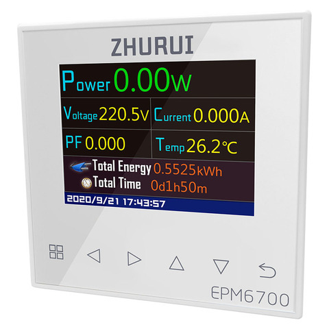 ZHURUI EPM6700 цифровой измеритель переменного тока/мощности/кВтч/русский/40A/60A/80A/120A с датчиком температуры и трансформатором тока ► Фото 1/6