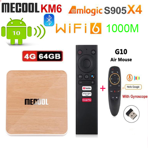 ТВ-приставка Mecool KM6 deluxe Amlogic S905X4, Android 10, сертифицированная Google ТВ-приставка, 4 ГБ, 64 Гб, поддержка Wifi6 AV1 BT5.0 4K, телеприставка 2 ГБ, 16 ГБ ► Фото 1/6