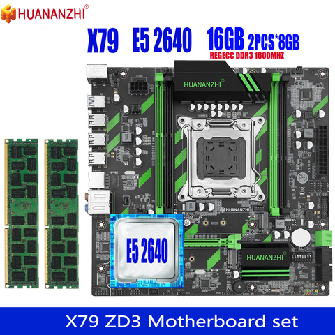 Материнская плата HUANANZHI X79 ZD3 с Xeon E5 2640 2x8 ГБ = 16 Гб 1600 МГц 12800R DDR3 память ECC REG ► Фото 1/6