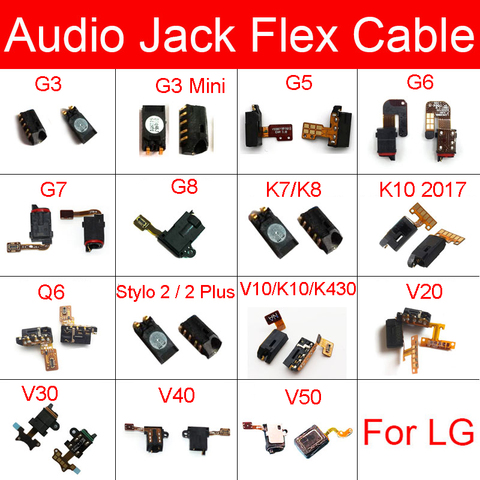 Гибкий кабель с аудиоразъемом для LG V20 V30 V40 V50 V10 K7 K8 K10 K430, штекер для наушников LG G8 G7 G6 G5 G4 G3 Mini Q6 Stylo 2 4 Plus ► Фото 1/6