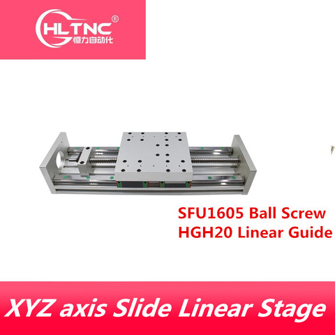 XYZ axis Slide Linear Stage SFU1605 шариковый винт + HGH20 линейная направляющая подходит для шагового/серводвигателя Name23/34 для станка с ЧПУ ► Фото 1/5