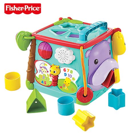 Fisher Price бренд светодиод автомобильной шины CAN Play & Learn развивающий куб оживленная коробка развивающие игрушки для детей Малыш подарок на день рождения ► Фото 1/1