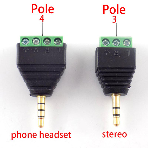 3 полюса/4 полюса 3,5 мм разъем для наушников три/четыре полюса стерео Solderless разъем аудио головка к терминалу «сделай сам» штекер ► Фото 1/6