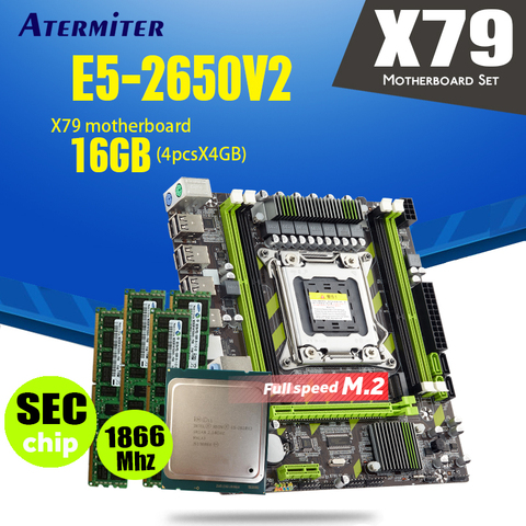 Ксеон E5 2650 V2 SR1A8 Процессор E5-2650 V2 X79-G X79 материнская плата LGA2011 комбо 4 шт. * 4 Гб = 16 Гб памяти DDR3 Оперативная память PC3 14900R 1866 МГц ► Фото 1/6
