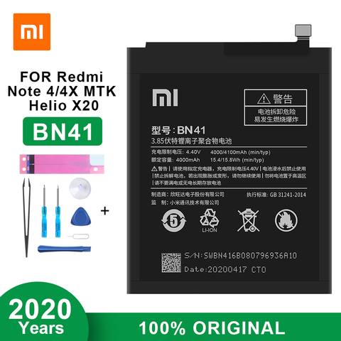 Оригинальный аккумулятор Xiaomi BN41 для Xiaomi Redmi Note 4 / Note 4X MTK Helio X20 editor 4100 мАч ► Фото 1/6