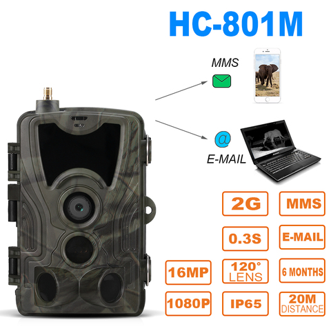 Охотничья камера SUNTEKCAM, фотоловушка SMS/MMS/SMTP, 2 ГБ, 16 МП, 1080P, фотоловушка, триггер 0,3 с, время ловушки для дикой природы ► Фото 1/6