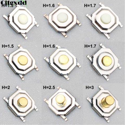 Cltgxdd 10PCS SMD 4x4x1.5 - 3mm 4*4 4PIN SMT Tactile Tact Push Button Micro Switch Momentary Push Button Plastic Copper Head ► Фото 1/6