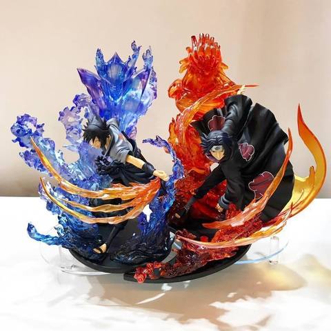 Аниме Наруто Uchiha Brother Itachi Fire Red VS Sasuke Susanoo синий ПВХ фигурка Коллекционная модель игрушки 21 см ► Фото 1/6