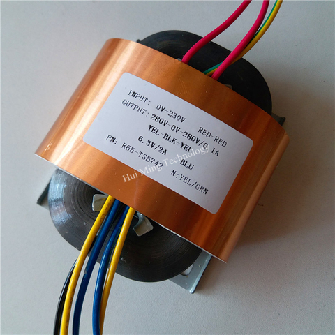 280V-0-280V 0.1A 6,3 V 2A R сердечника трансформатора R65 пользовательские Трансформатор 230V вход медный щит для пре-декодер Мощность усилитель ► Фото 1/1