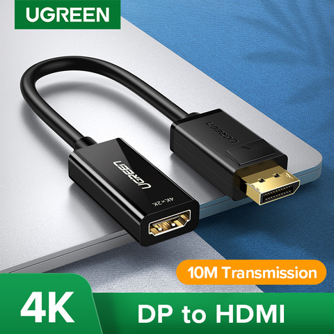Адаптер Ugreen 4K для порта дисплея, Адаптер DP к HDMI 1080P, кабель-конвертер для порта дисплея для ПК, ноутбука, проектора, адаптер для порта дисплея ... ► Фото 1/6