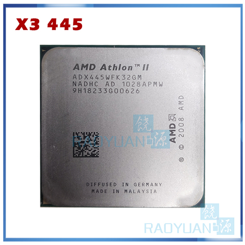 Процессор AMD Athlon II X3 445 3,1 ГГц, трехъядерный процессор, процессор с разъемом AM3 938pin, ADX445WFK32GM ► Фото 1/1