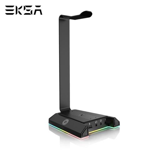 EKSA W1 Gaming Headset стенд с 7,1 объемное/с 2 портами (стандарт и 3,5 мм Порты цветная (RGB) держатель для наушников для геймеров игровой ПК Аксессуары для ... ► Фото 1/6