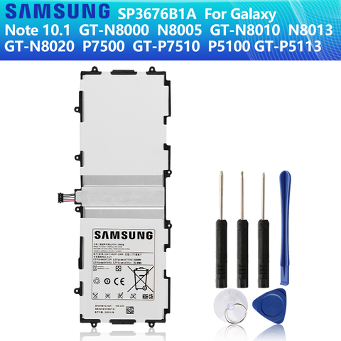 Оригинальный аккумулятор SAMSUNG SP3676B1A для Samsung Galaxy Note 10,1 GT-N8000 N8010 N8020 N8013 P7510 P7500 P5100 P5110 P5113 7000 мАч ► Фото 1/6