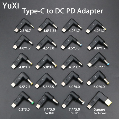 Адаптер питания YuXi PD, переходник с USB типа C «папа» на DC 7,4*5,0 4,5*3,0 5,5x2,5 4,8*1,7 мм «папа», разъем постоянного тока для ноутбука ► Фото 1/6