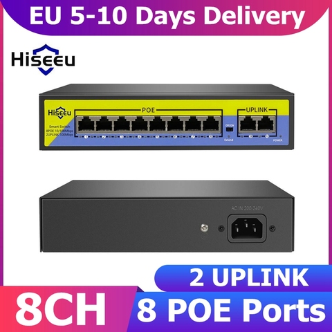 Оригинальный Hiseeu POE-X1010B 48V 8-Порты и разъёмы коммутатор питания через Ethernet с Ethernet 10/100 Мбит/с IEEE 802,3 для IP камера видеонаблюдения Камера Minitor Системы ► Фото 1/5