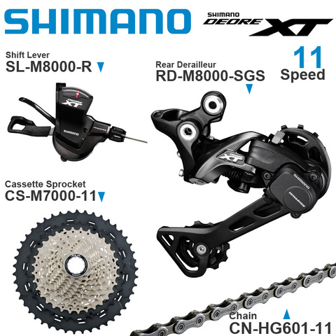 Задний переключатель передач SHIMANO DEORE XT M8000, 11 в 11 скоростей, для горных велосипедов, RD SL CN M8000, сертификат SGS, кассета M7000, 11-40T/42T/46T ► Фото 1/1