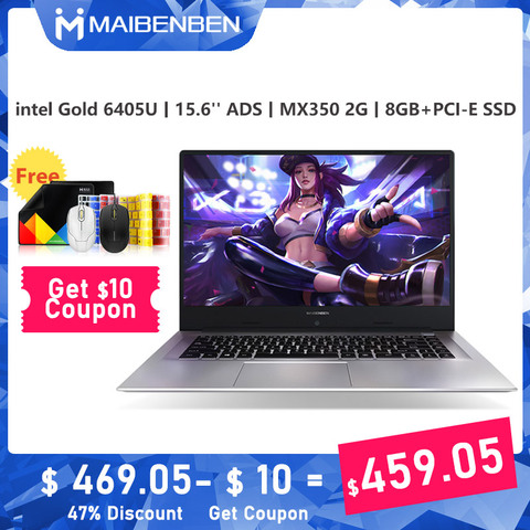 2022 новый ноутбук MAIBENBEN XiaoMai 6Pro-E5100 15,6 'ADS/6405U/MX350 2G/ DDR4 RAM/PCI-E SSD + HDD/Win10/silver ► Фото 1/6