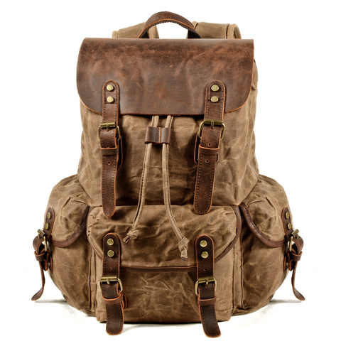 Мужской рюкзак для ноутбука Compart, мужской рюкзак в деревенском стиле из вощеной кожи, дорожный винтажный рюкзак для книг ► Фото 1/6