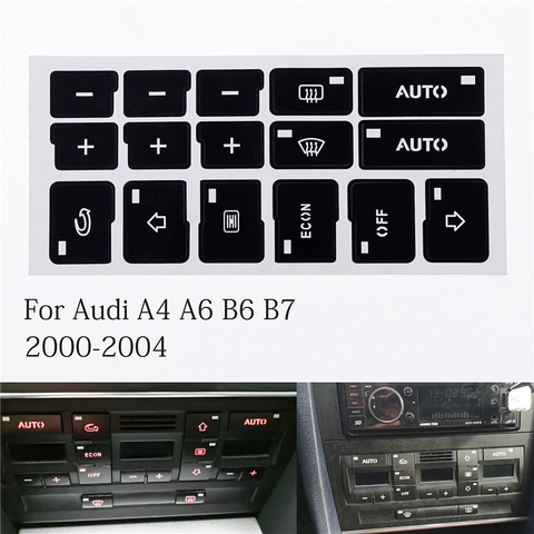 1 шт., наклейки на кнопки кондиционера для Audi A4 B6 B7 2000 2001 2002 2003 2004 ► Фото 1/6